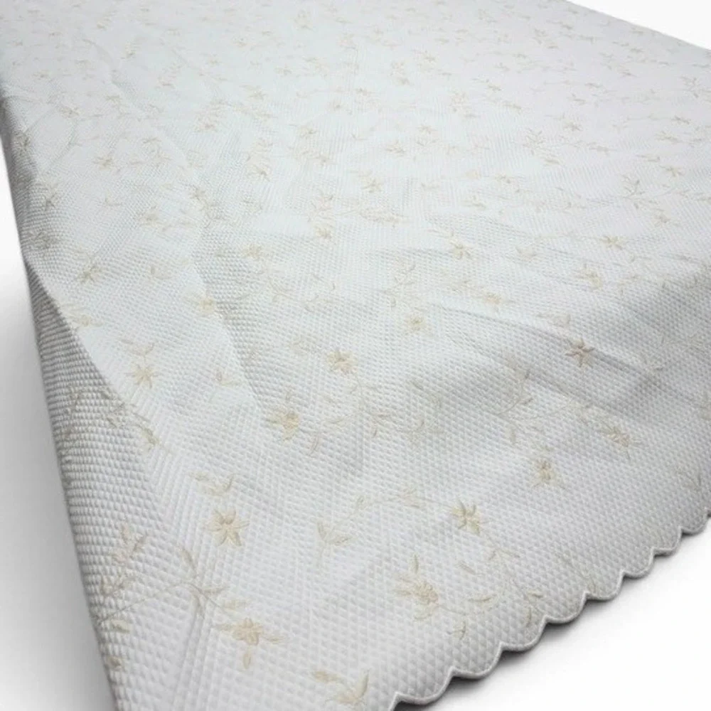 Linens N Things White Floral Embroidered Matelasse Scalloped Coverlet 104